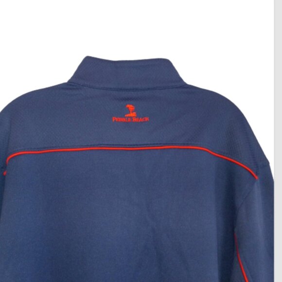Pebble Beach Men’s Golf Jacket Med Navy Blue Red 1/4 Zip Pullover Performance - Picture 4 of 11